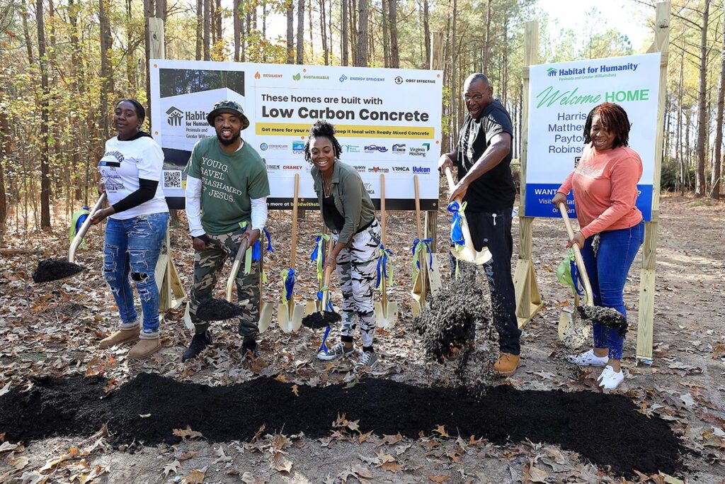 A Habitat for Humanity ground breaking for four families in James City County