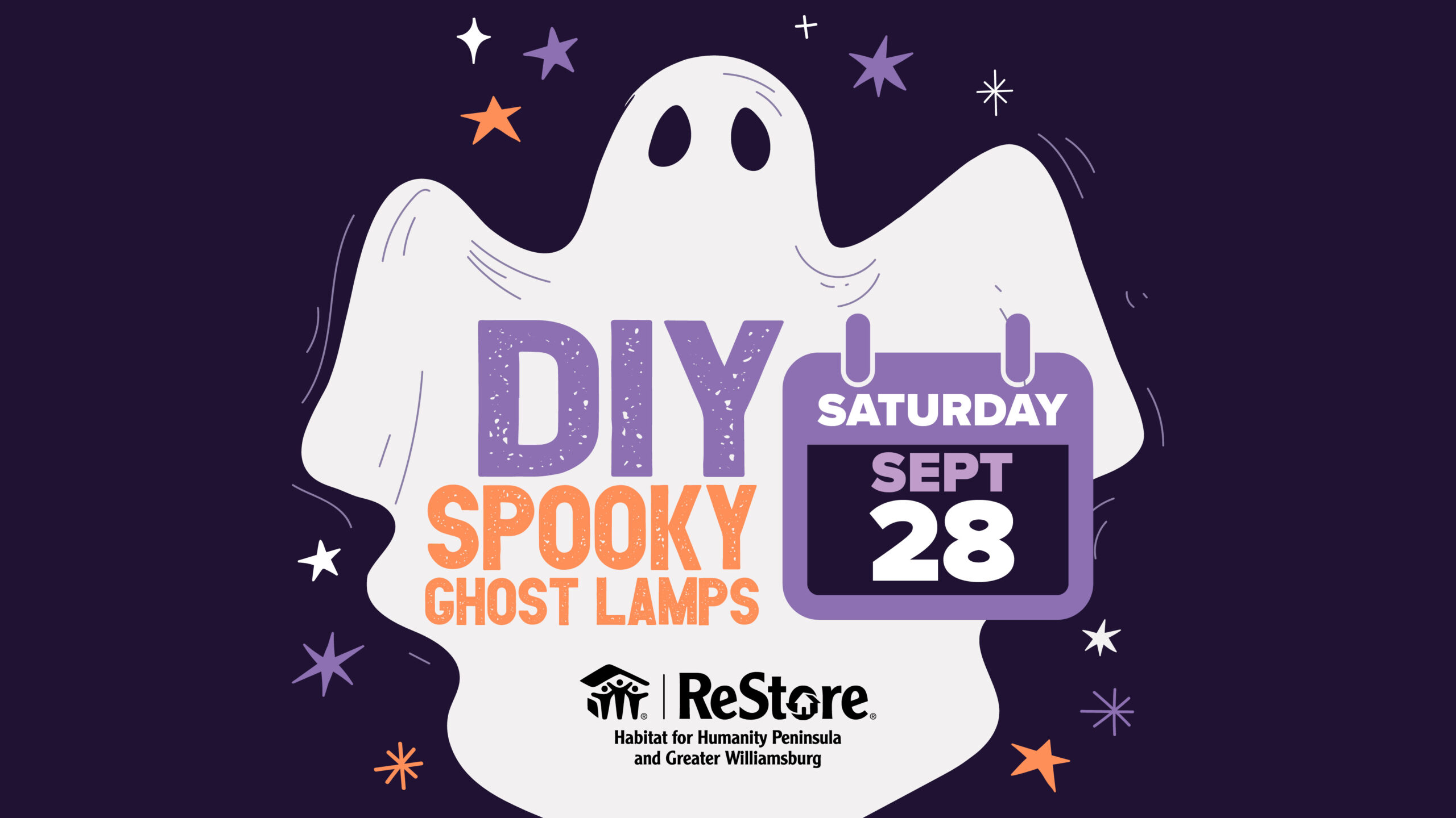 DIY Sppoky Ghost Lamps Event cover on Saturday, September 28