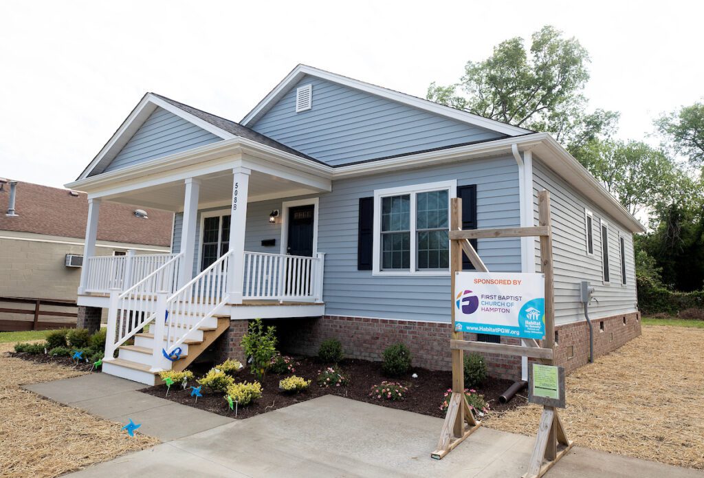 Exterior view of Kendra’s new Habitat for Humanity home in Hampton, Virginia.