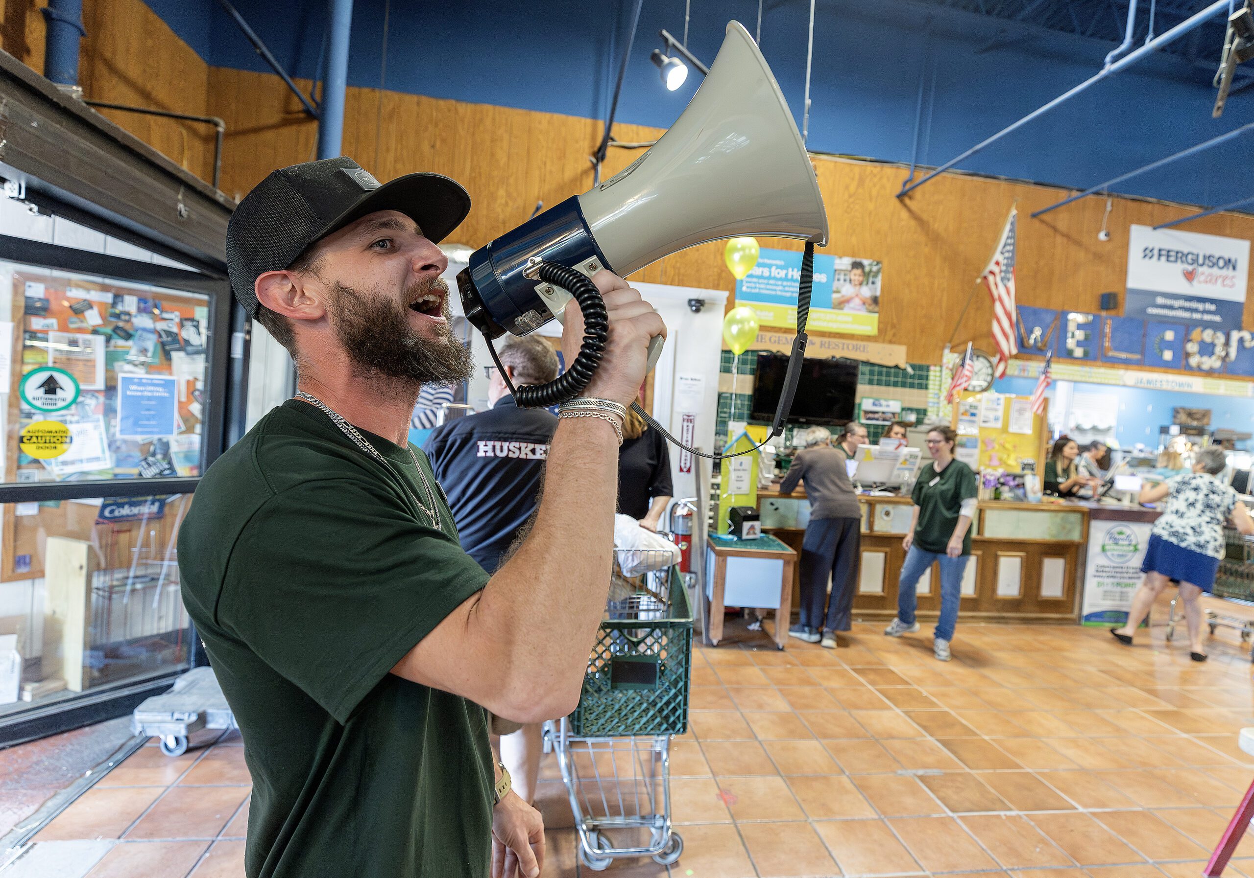 Man speaking into megaphone
