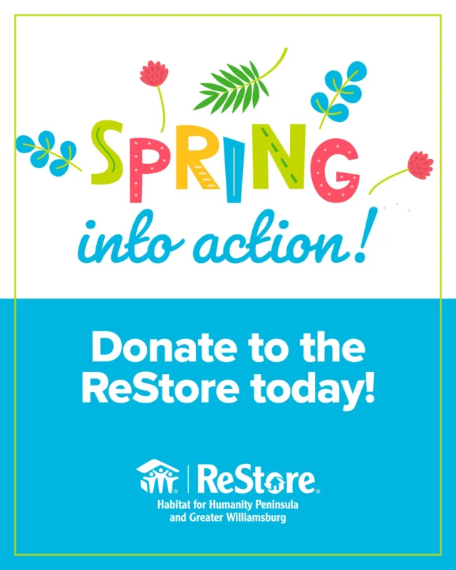 Spring into action! Decluttering your home? Your gently used furniture, appliances and home goods can help build homes and hope in our community. Donate to the ReStore today! You can even book a free pickup online at link in bio!