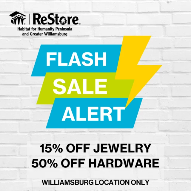 🚨 Flash Sale Alert at @restorepgw.burg! 🚨

For ONE WEEK ONLY — save 15% on jewelry 💍 and 50% on hardware 🛠️!

Find the perfect Mother’s Day gift and grab the tools you need to refresh your home this spring.

Hurry in — sale runs Monday, April 28 through Saturday, May 3! Some exclusions may apply.

Every purchase helps us build more affordable homes right here in our community!

#shoplocal #ReStoreSale #Deals