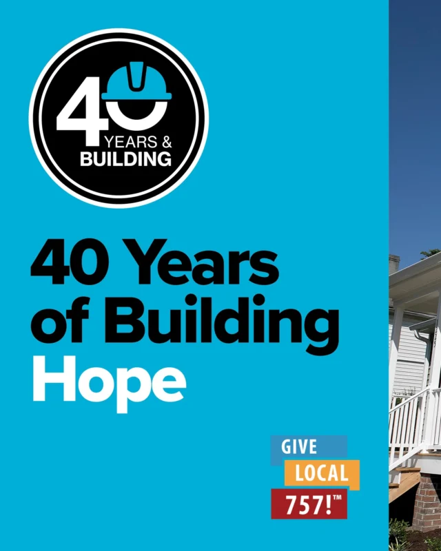 Four decades. Hundreds of homes. Countless lives changed. Since 1985, we’ve been committed to one mission: building homes, communities and hope. Help us raise $40,000 TODAY to keep that mission alive. Donate as part of Give Local 757 at link in bio. #GiveLocal757