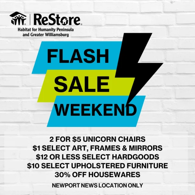 🎉 FLASH SALE WEEKEND AT @restorepgw! 🎉
Deals this good won’t last long – shop early, save big!

🦄 2 for $5 Unicorn Chairs
🎨 $1 Art, Frames & Mirrors
🛠 $12 or Less Select Hardgoods
🛋 $10 Select Upholstered Furniture
🍽 30% Off Housewares

💚 Every purchase helps build homes, communities, and hope.