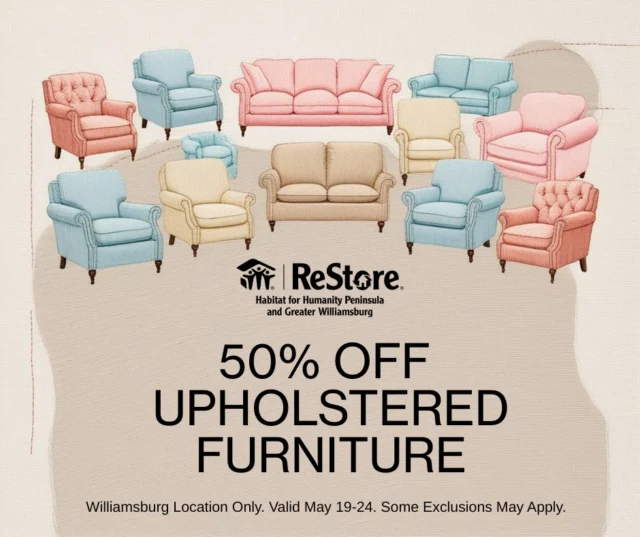 🎉 This week only at @restorepgw.burg — 50% OFF all upholstered furniture! 🛋️✨

Spruce up your space for half the price, but hurry — these deals won't last long! Sale ends 5/24. Some exclusions may apply.
